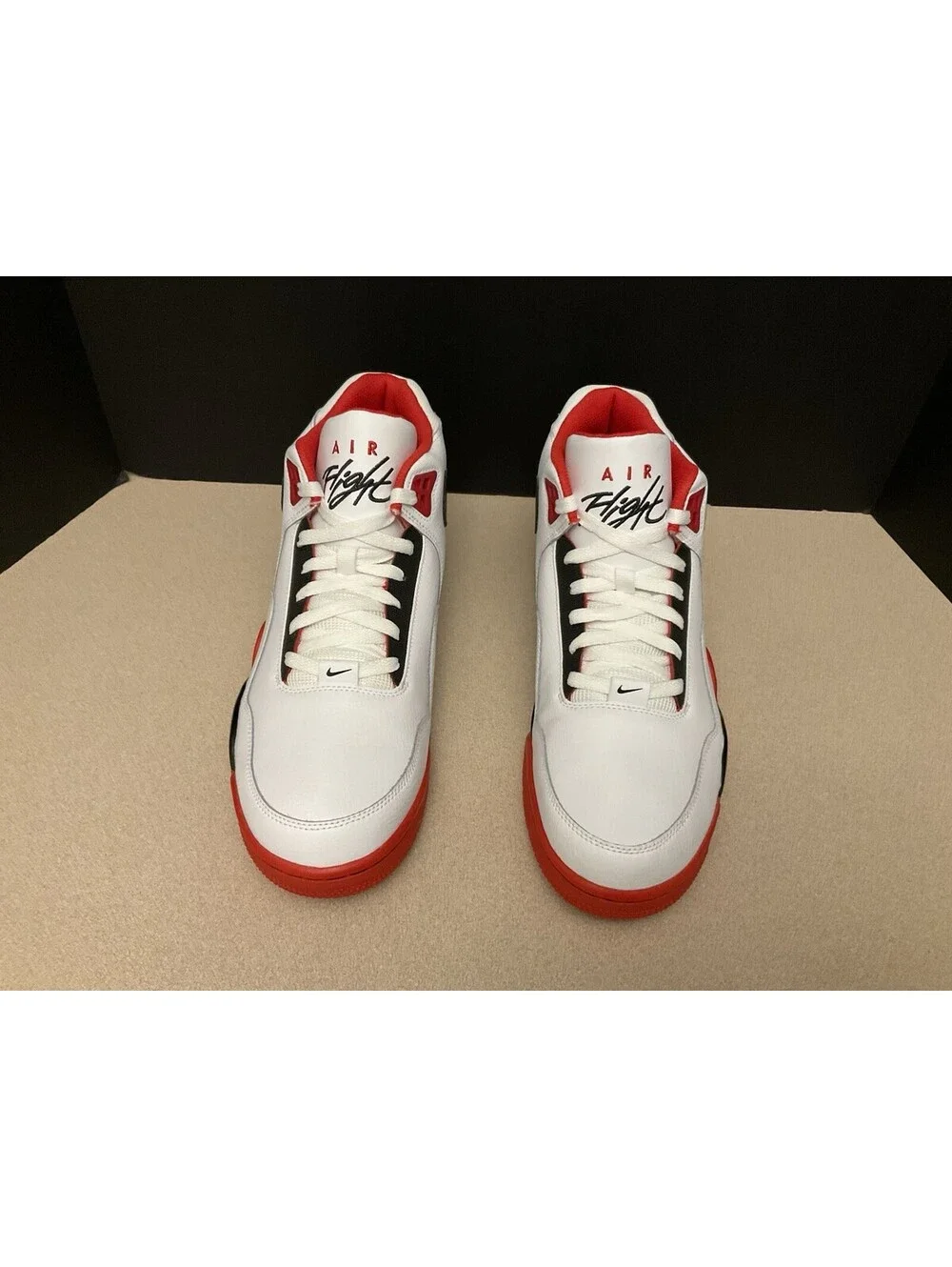 Mens Nike Air Flight Lite Mid Top Sneakers White/Black/Red BQ4212-100. Size 13.